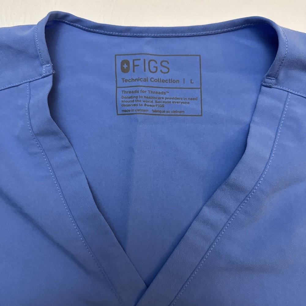 Figs Technical Womens Collection Scrub Set Blue Jogger Large Pants & Top - Picture 2 of 5